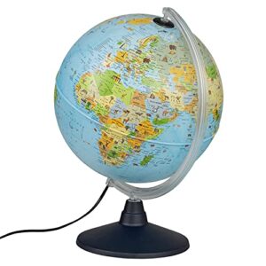 Idena 22059 Enfants Globe terrestre Lumineux avec Illustrations d'animaux, Jouet éducatif, diamètre 30 cm