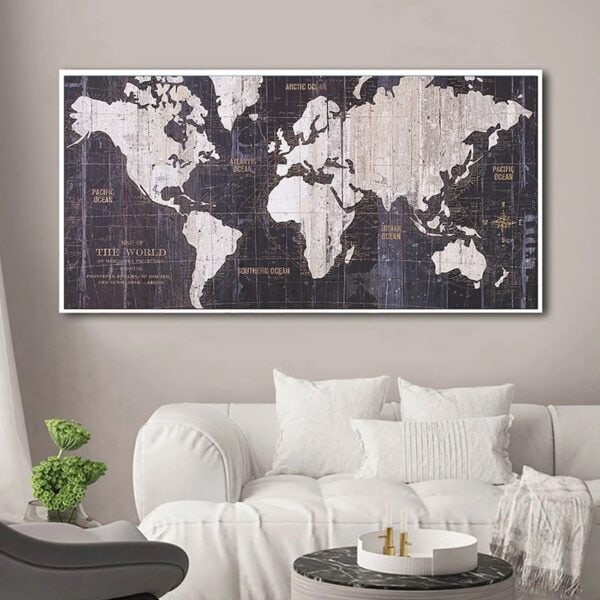 Mappemonde - en Noir et Blanc