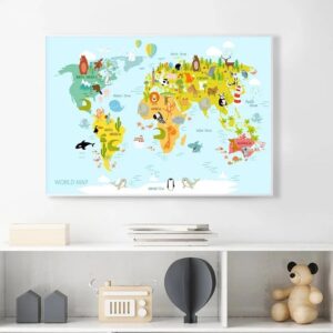 Mappemonde Murale - Animaux