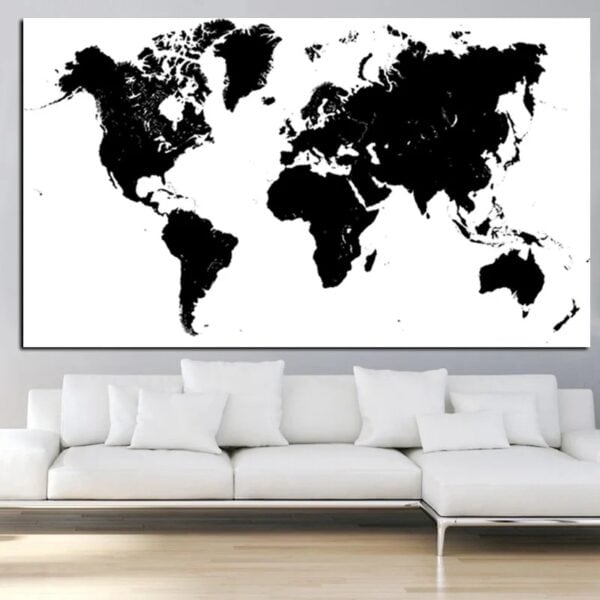 Mappemonde Murale - Blanc et Noire