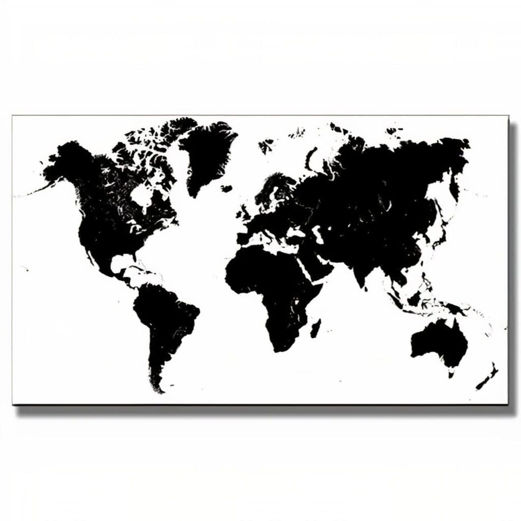 Mappemonde Murale - Blanc et Noire