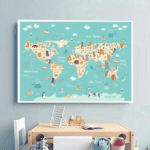 Mappemonde Murale - Bleue