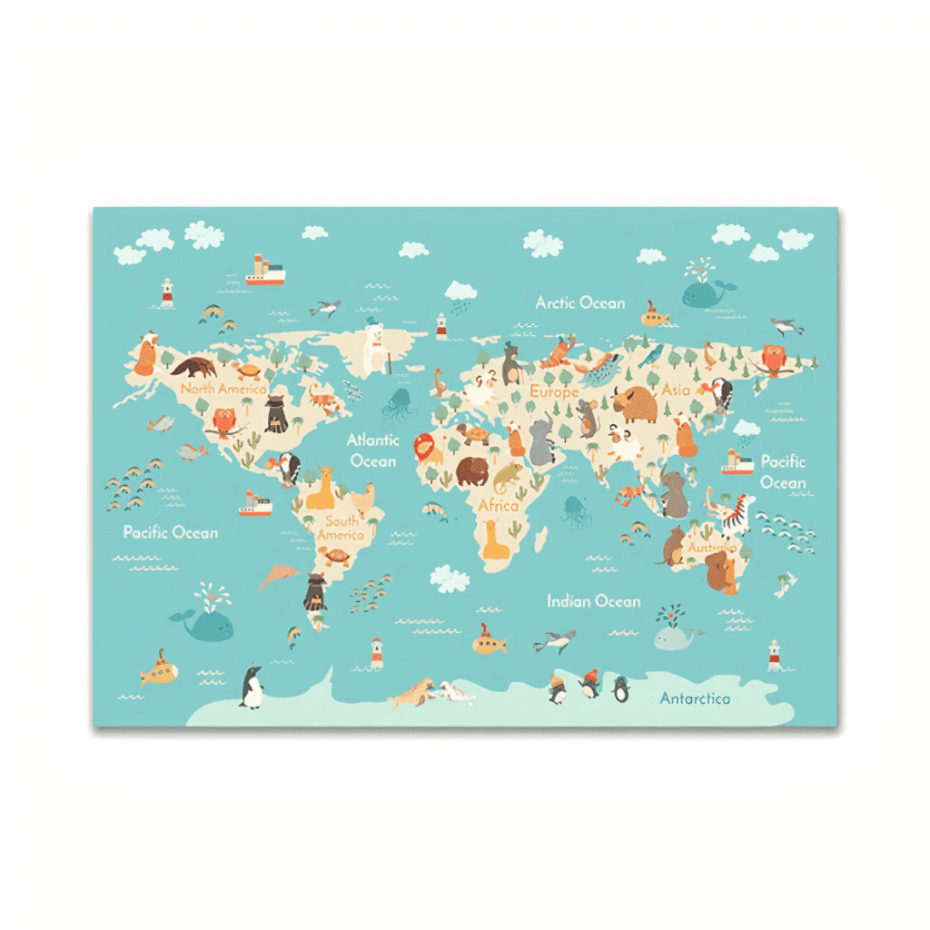 Mappemonde Murale - Bleue