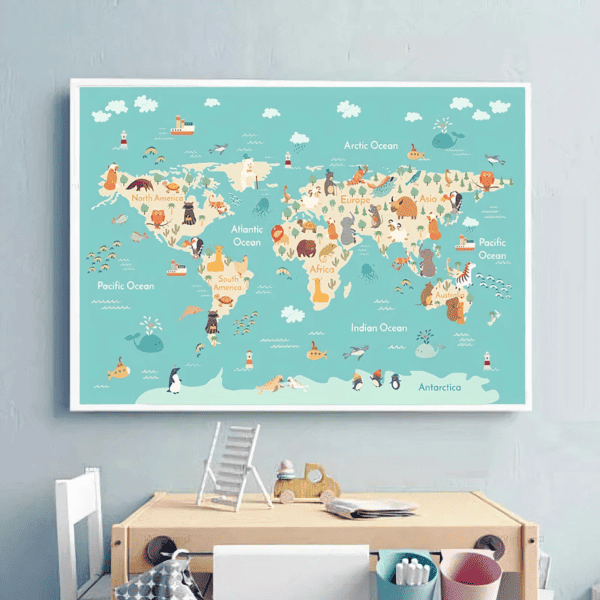 Mappemonde Murale - Bleue