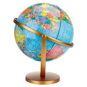 Globe terrestre rotatif pour bureau, carte du monde colorée.