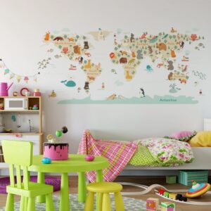 Stickers Carte du Monde - Animaux
