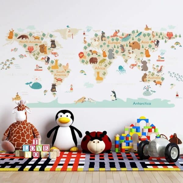 Stickers Carte du Monde - Animaux