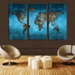 Tableau Carte du Monde - Bleu
