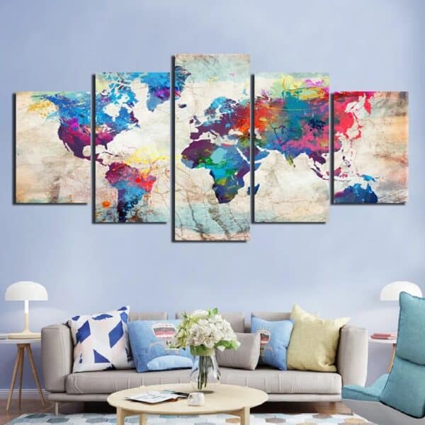 Tableau Carte du Monde - Multicolore