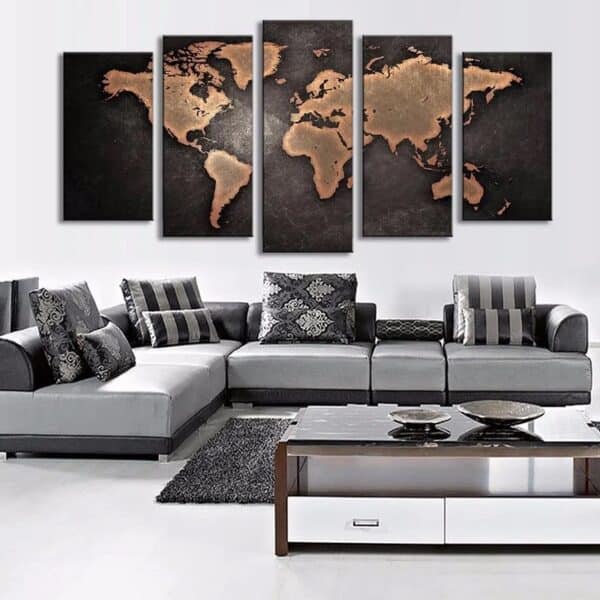 Tableau Carte du Monde - Noir