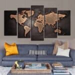 Tableau Carte du Monde - Noir