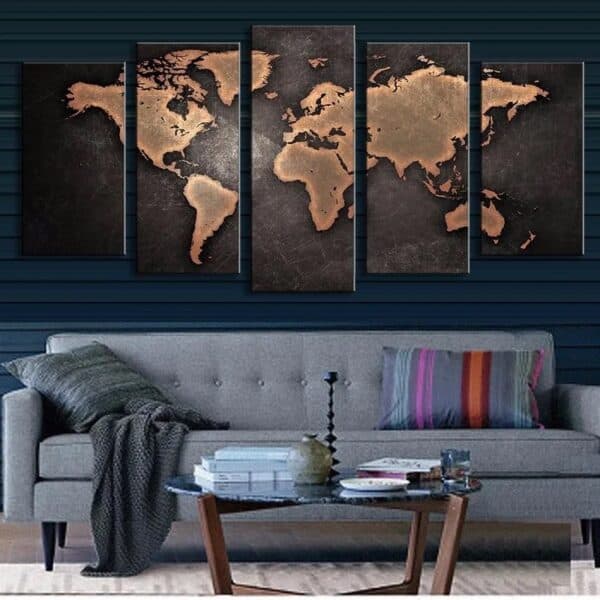 Tableau Carte du Monde - Noir