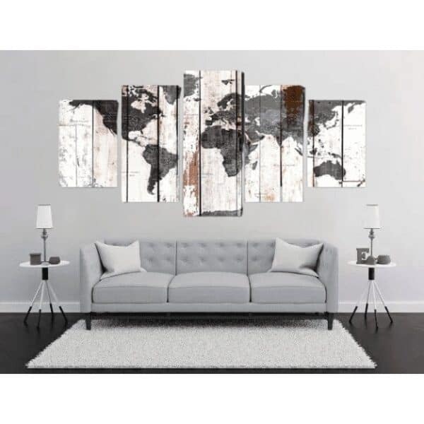 Tableau Carte du Monde - Noir et Blanc