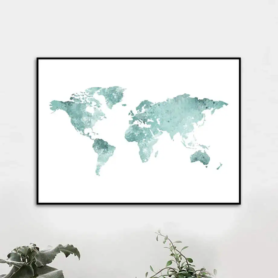 Tableau Carte du Monde  Vert