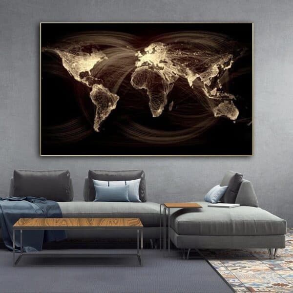 Tableau Monde - Noir et Or