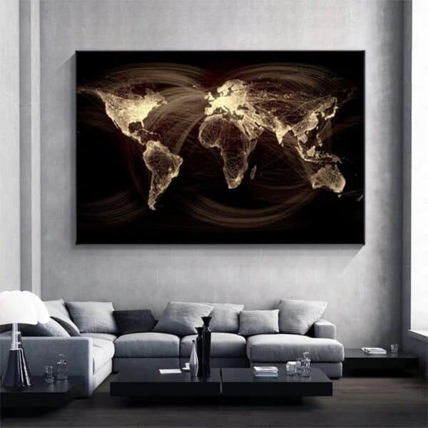 Tableau Monde - Noir et Or